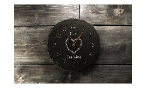 Personalised Welsh Slate Clock - Deep Engraved Numbers